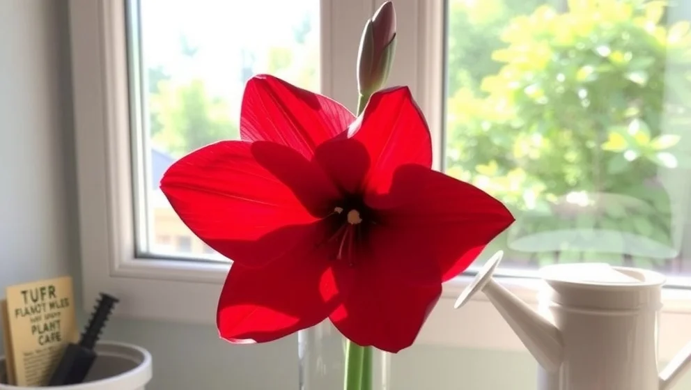 Amaryllis i vas håller länge och blir vacker