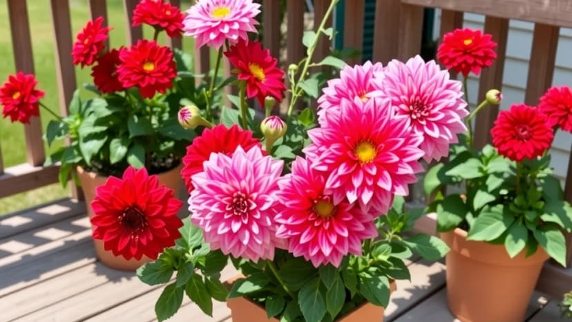 Dahlia i kruka blommar hela sommaren