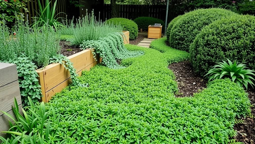 Kaskadtimjan sprider sig över hela trädgården