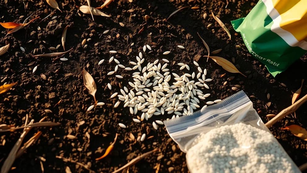 Så gräs på hösten för en grön trädgård